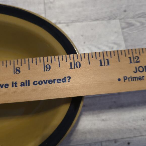 Vtg Designers Collection Oval Serving Bowl Mustard Yellow Black Rim Stoneware - Picture 5 of 8